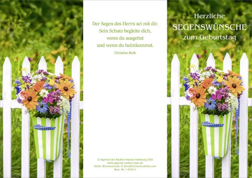 Herzliche Segensw�nsche zum Geburtstag (10 St.) Motiv: Blumenstrau�