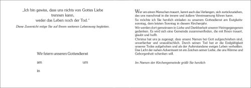 Einladungskarte zum Ewigkeitssonntag, ohne Inneneindruck