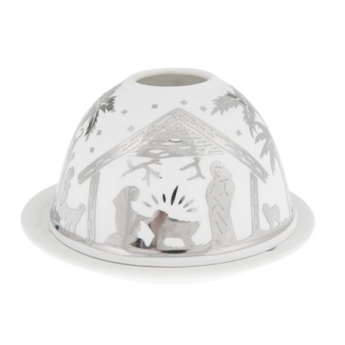 Windlicht Krippe silber