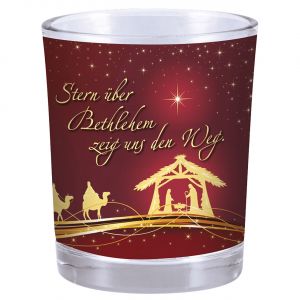 Teelichthalter: Stern über Bethlehem zeig uns den Weg