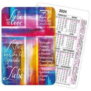 100 x Spielkarte mit Kalendarium und Jahreslosung 2024 - Aquarell Motiv