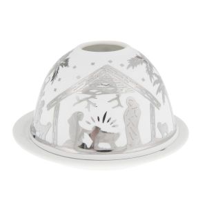 Windlicht Krippe silber