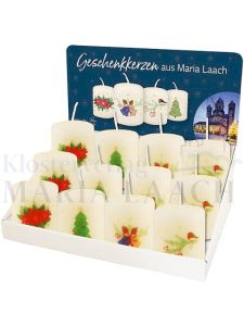 Verkaufsdisplay Weihnachtsmotive, 28 Kerzen, 4 x 7 Stck